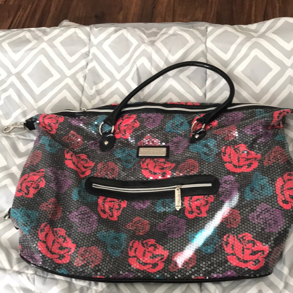 Betsy Johnson Sequin Rose Duffel
